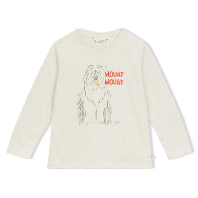 T-shirt Wouaf Wouaf Coton Bio | Beige chiné