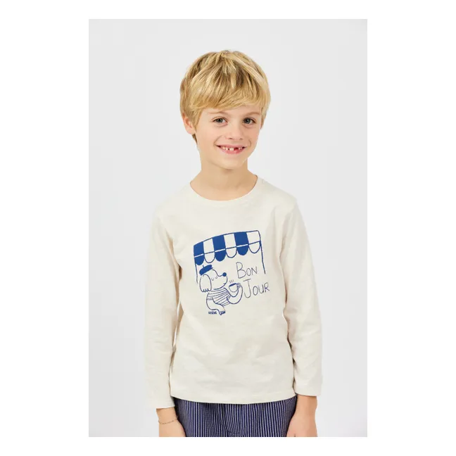 T-shirt Bonjour Coton Bio | Beige chiné