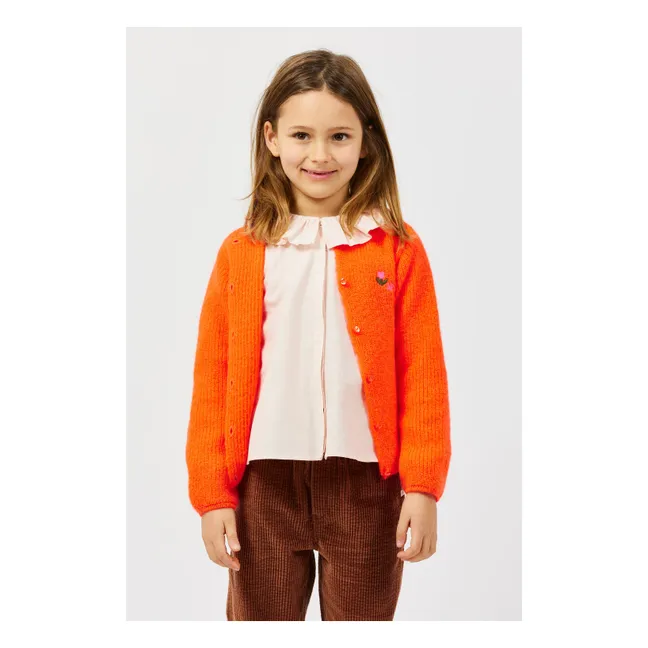 Gilet Fleurs Laine | Orange