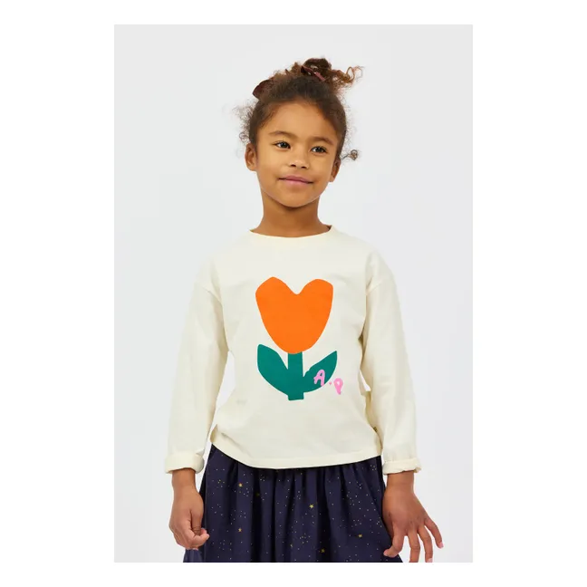 T-shirt Fleur Coton Bio | Ecru