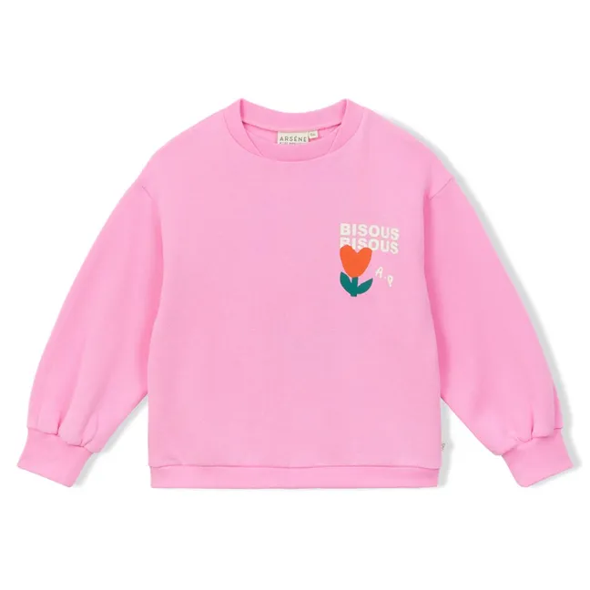 Sweat Bisous Bisous Coton Bio | Rose