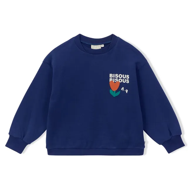 Sweat Bisous Bisous Coton Bio | Bleu marine