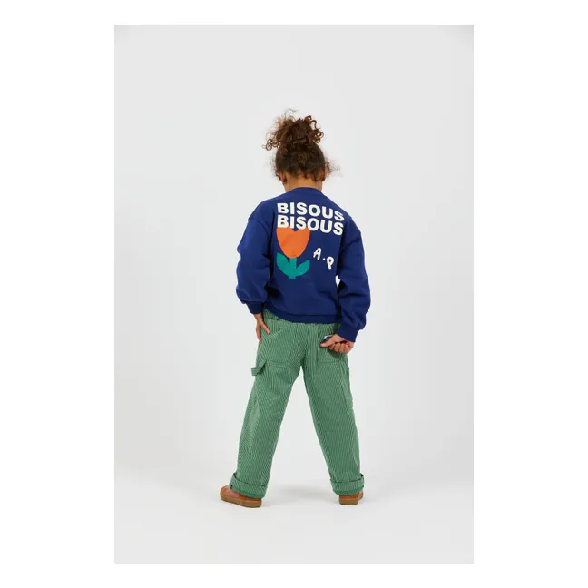 Sweat Bisous Bisous Coton Bio | Bleu marine