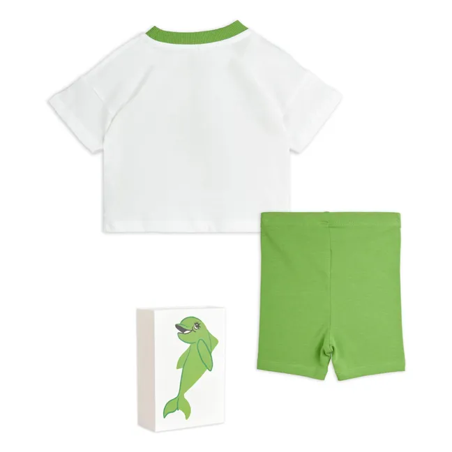 Conjunto de camiseta y pantalón corto Dolphin de algodón ecológico | Verde