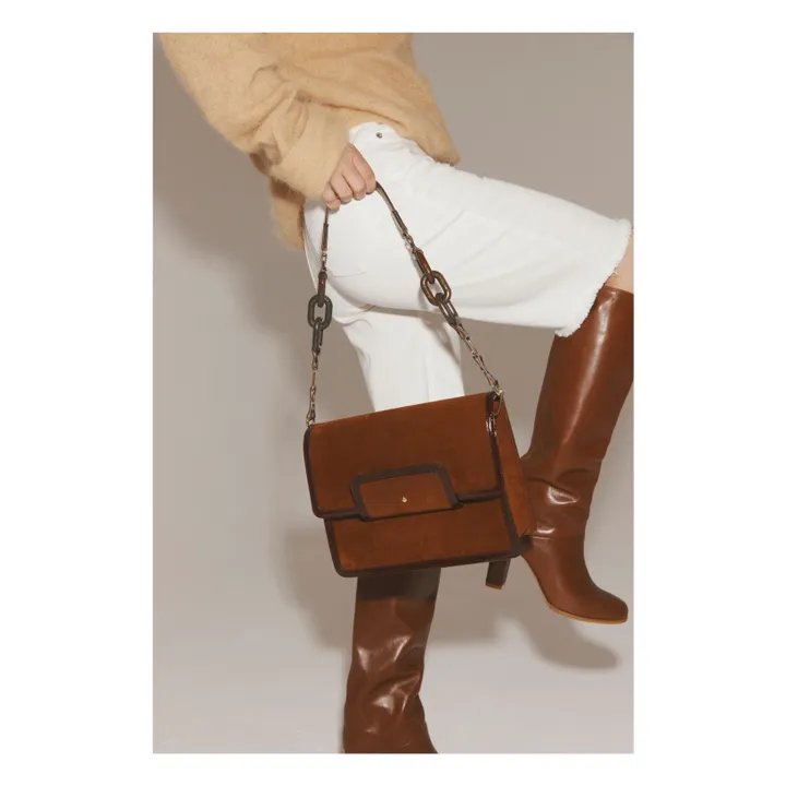 Sac Le Grand Mischka Velours | Chocolat- Image produit n°1