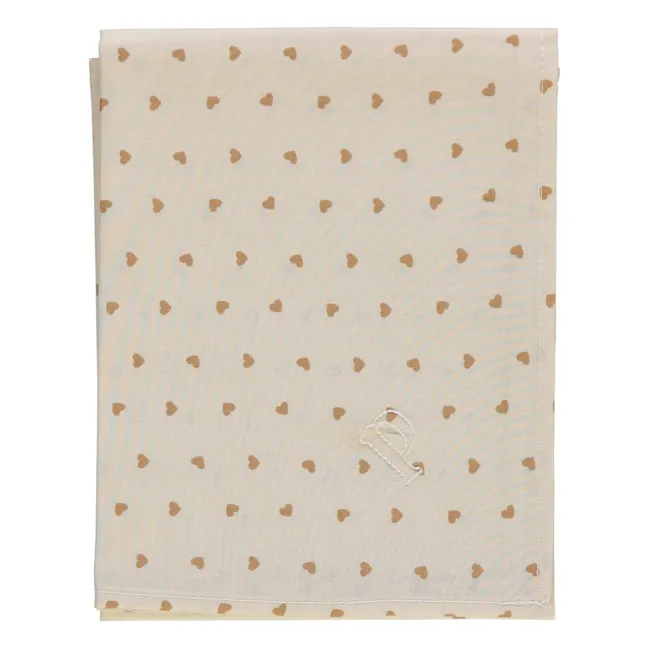 Pañuelo de gasa de algodón Corazones de girasol | Beige