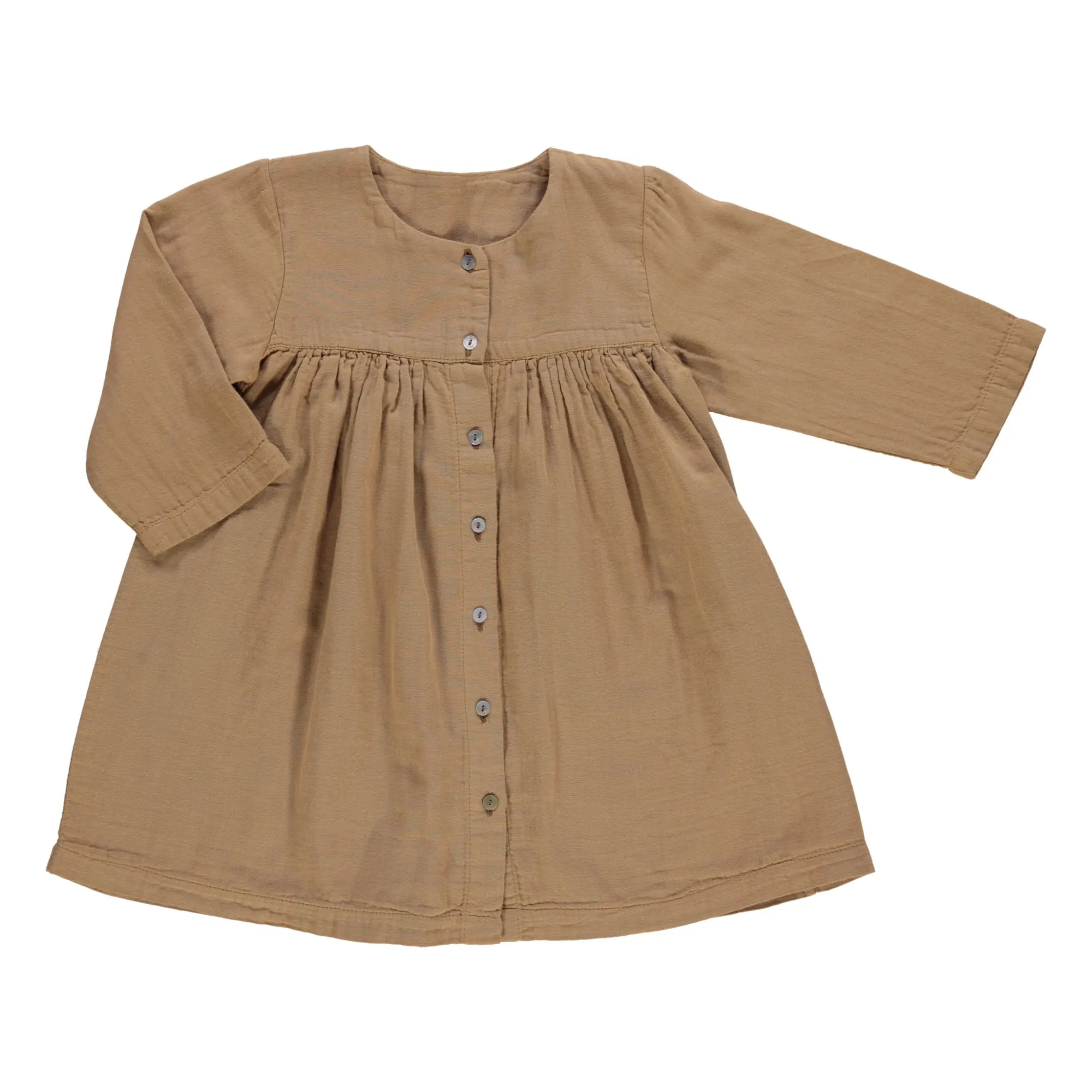 Poudre Organic Brown Aubépine Cotton Gauze Dress