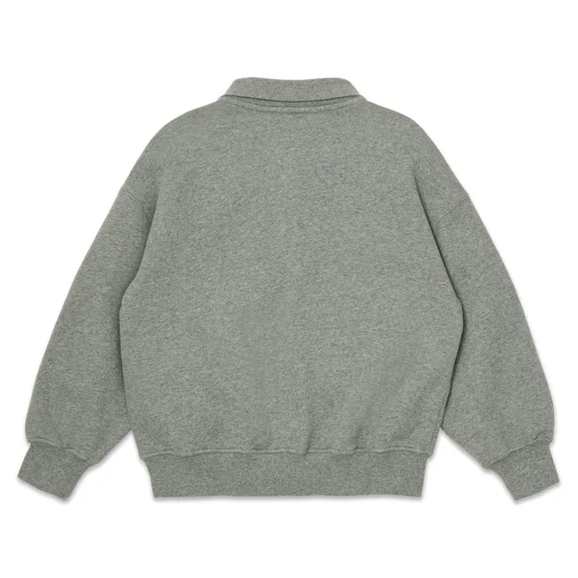 Sweat Col Polo Coton Bio | Gris