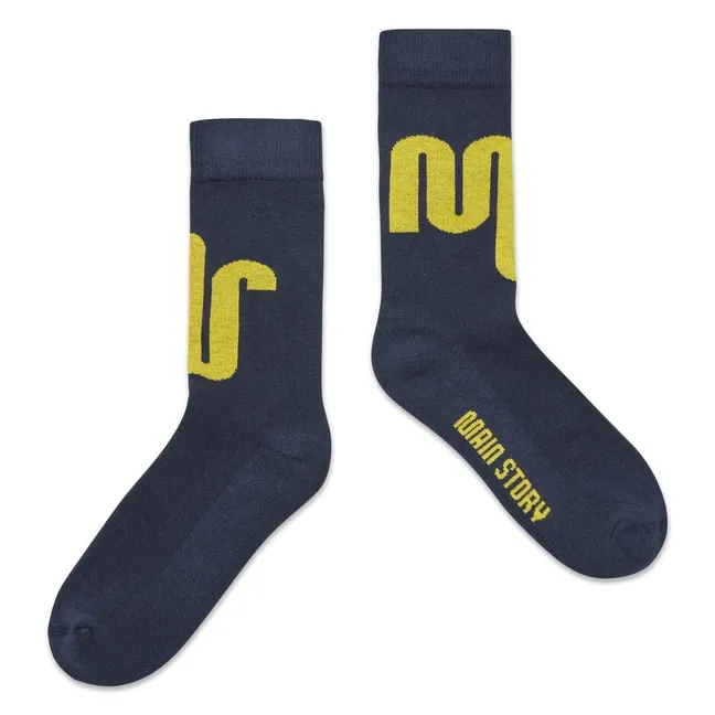 Calcetines con logotipo de algodón orgánico | Azul Marino