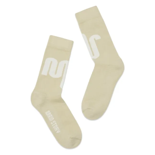 Calcetines con logotipo de algodón orgánico | Crema