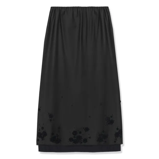 Jupe Tailored Embellished Laine  | Marron foncé