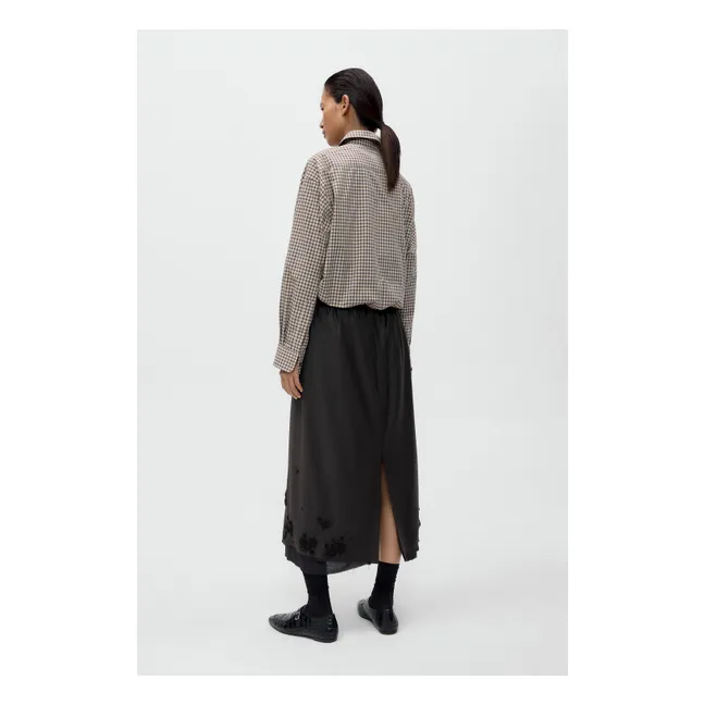 Jupe Tailored Embellished Laine  | Marron foncé