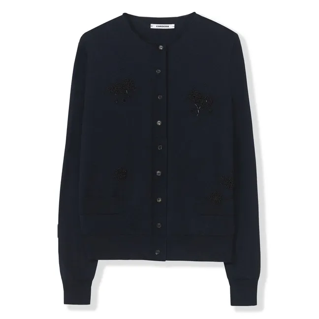 Cardigan Merino Laine | Bleu foncé