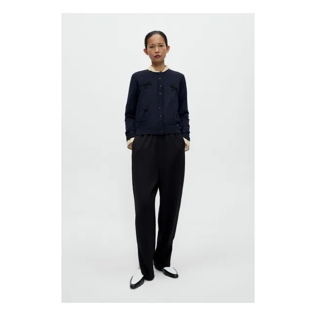 Cardigan Merino Laine | Bleu foncé