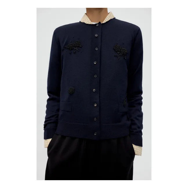 Cardigan Merino Laine | Bleu foncé