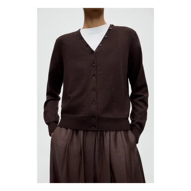 Cardigan Merino Laine | Marron