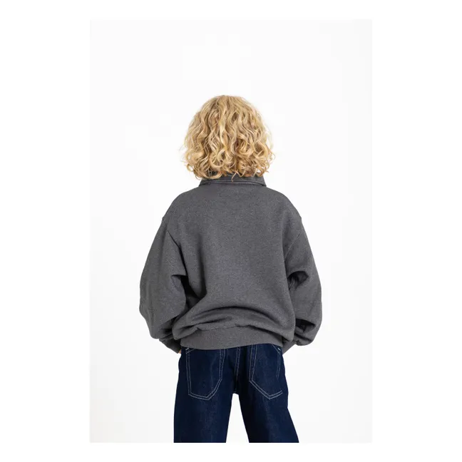Polo Langford de algodón orgánico | Gris Jaspeado