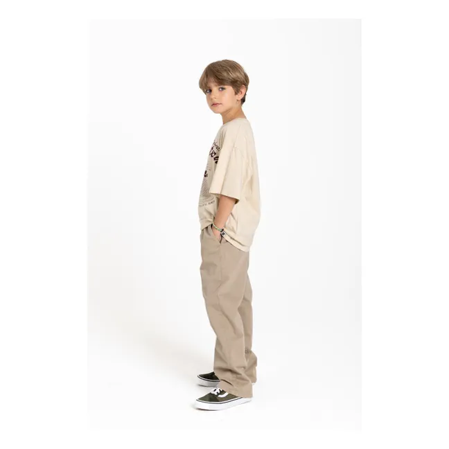 T-shirt Finn Spaghetti Coton Bio | Blanc cassé