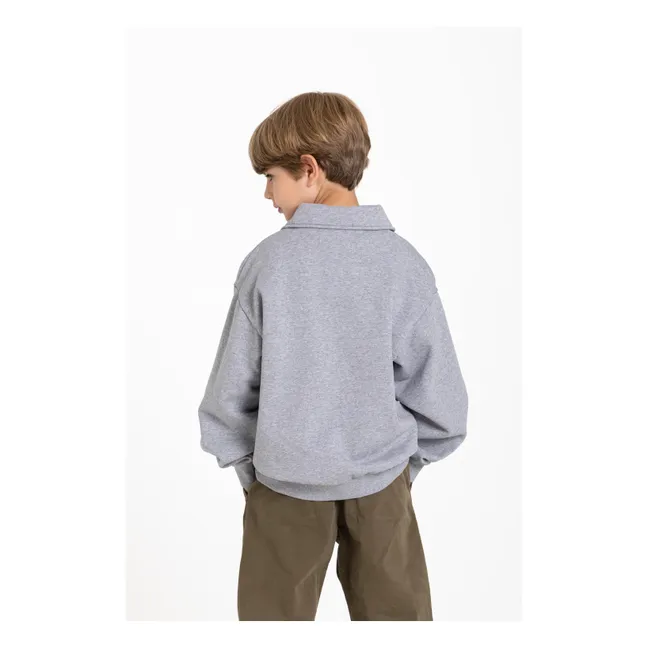 Phoenix Pretzel Organic Cotton Polo Shirt | Heather grey