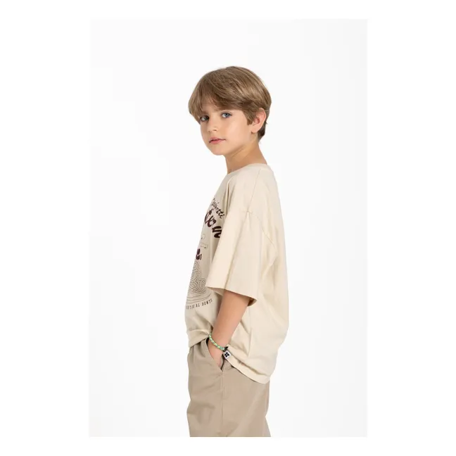 T-shirt Finn Spaghetti Coton Bio | Blanc cassé
