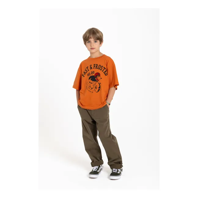 Finn Moto Organic Cotton T-Shirt | Rust