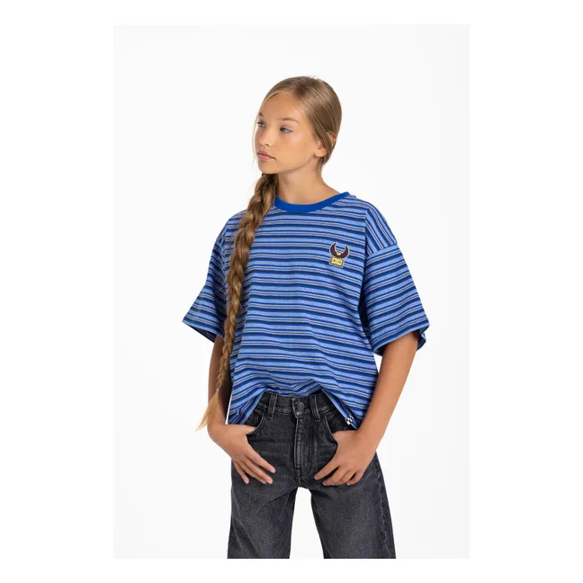 T-shirt Oversize Filo Rayé | Bleu électrique