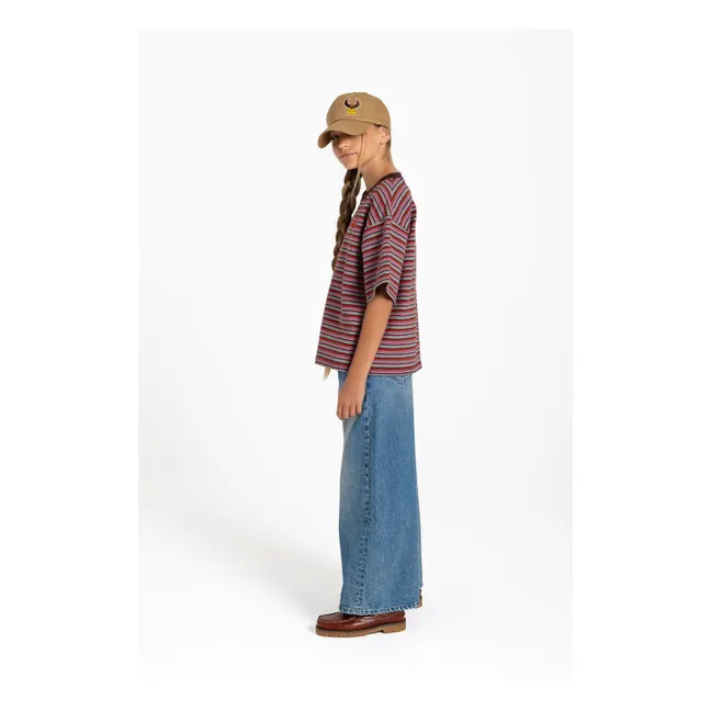 T-shirt Oversize Filo Rayé | Marron