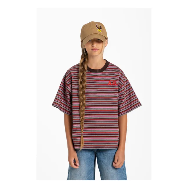 T-shirt Oversize Filo Rayé | Marron