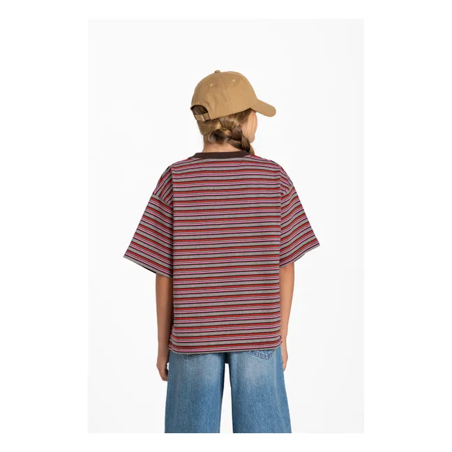 T-shirt Oversize Filo Rayé | Marron