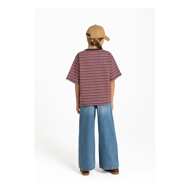 T-shirt Oversize Filo Rayé | Marron