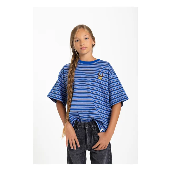 T-shirt Oversize Filo Rayé | Bleu électrique