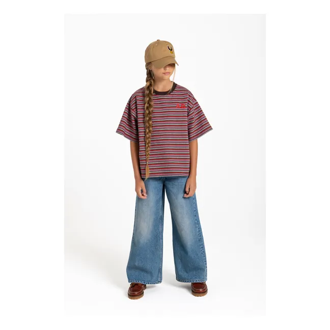 T-shirt Oversize Filo Rayé | Marron