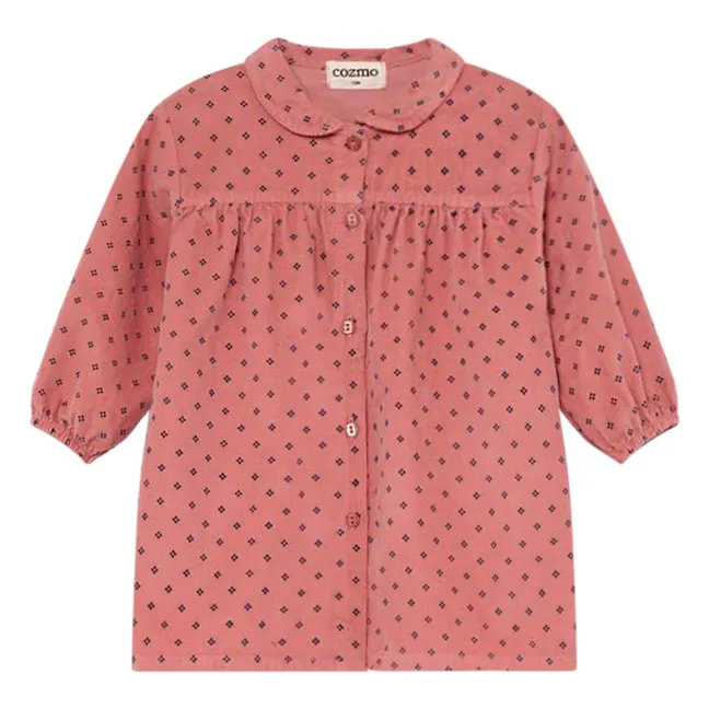 Robe Lara Velours Côtelé Flocons | Rose