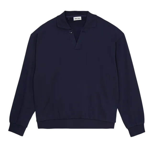 Sweat Col Polo Bob Coton Bio | Bleu noir