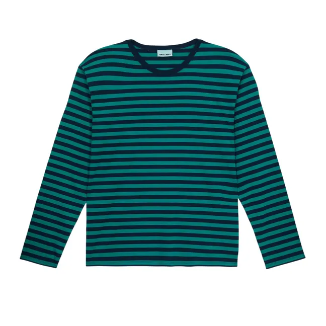 Silas Striped Organic Cotton T-shirt | Forest Green