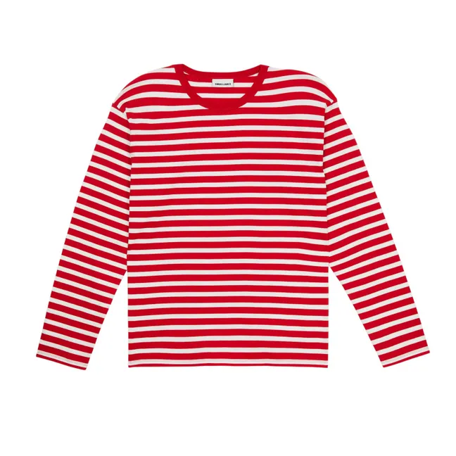 T-shirt Silas Rayé Coton Bio | Rouge foncé