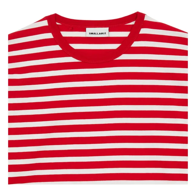 Silas Striped Organic Cotton T-shirt | Dark red
