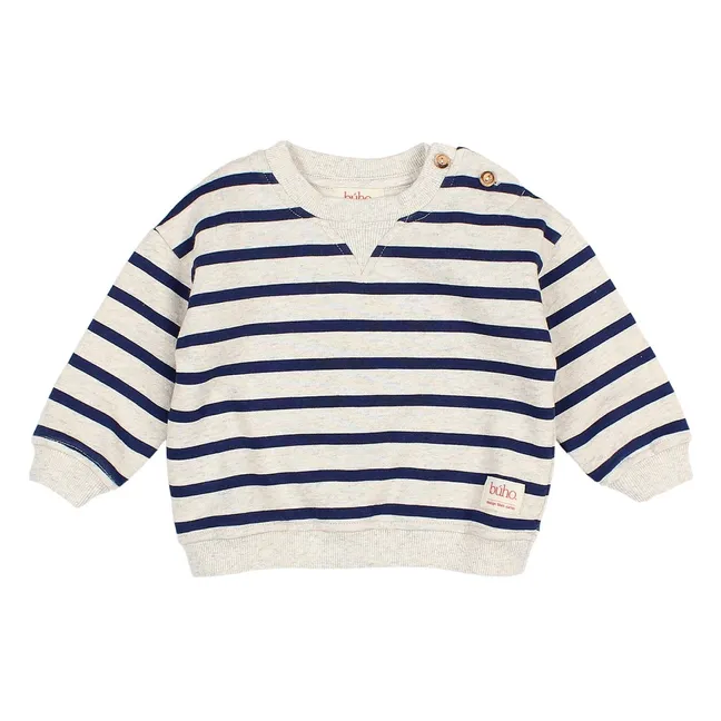 Sailor striped organic cotton sweatshirt | Navy blue