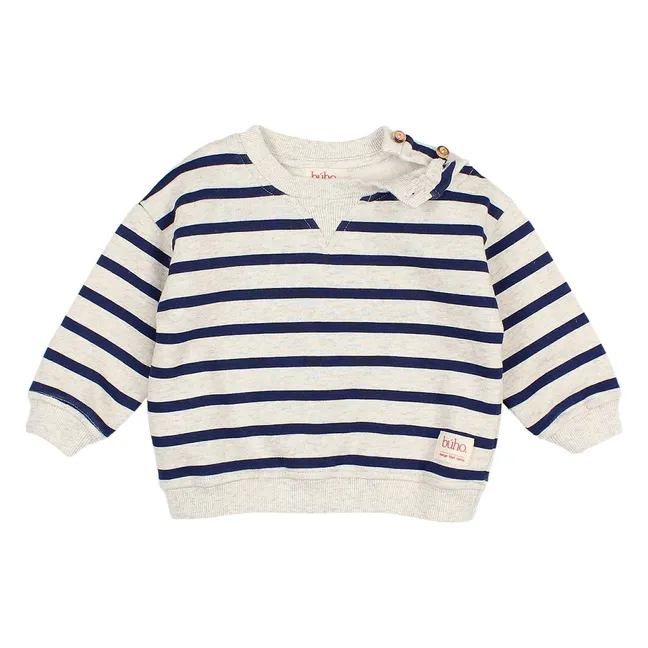 Sailor striped organic cotton sweatshirt | Navy blue
