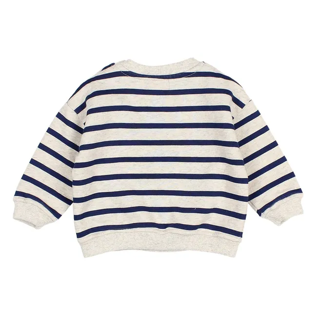 Sailor striped organic cotton sweatshirt | Navy blue