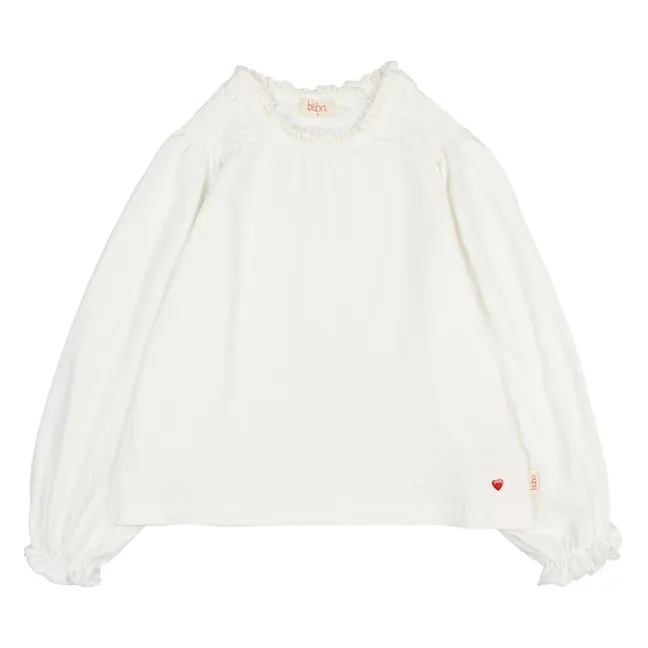 T-shirt Smocké Girly Coton Bio | Blanc