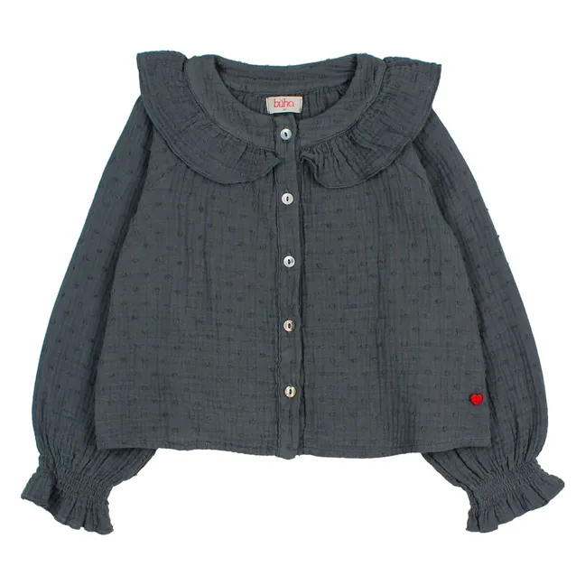 Blouse Plumeti Coton Bio | Gris foncé