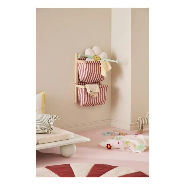 Wall-mounted fabric storage | Pink