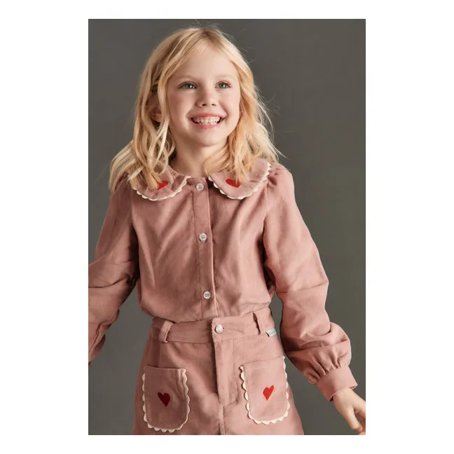 Blouse Géraldine Cœurs Velours | Rose pâle