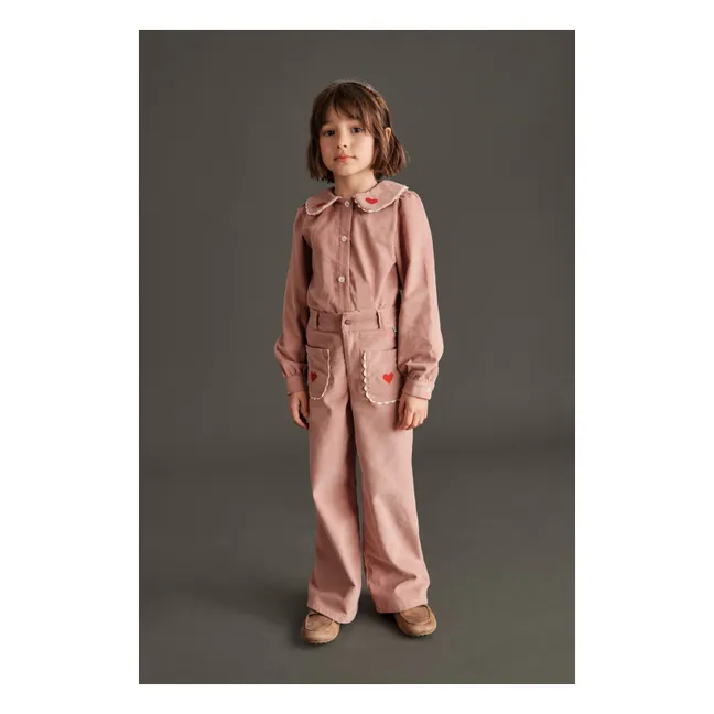 Blouse Géraldine Cœurs Velours | Rose pâle