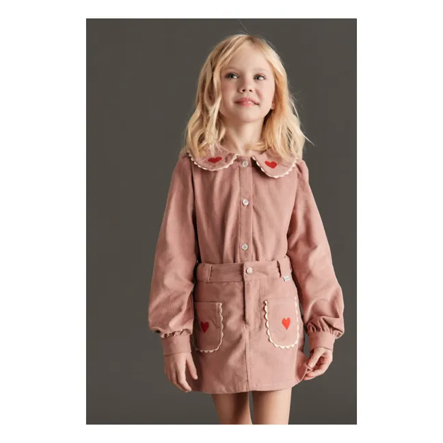Jupe Géraldine Cœurs Velours | Rose pâle