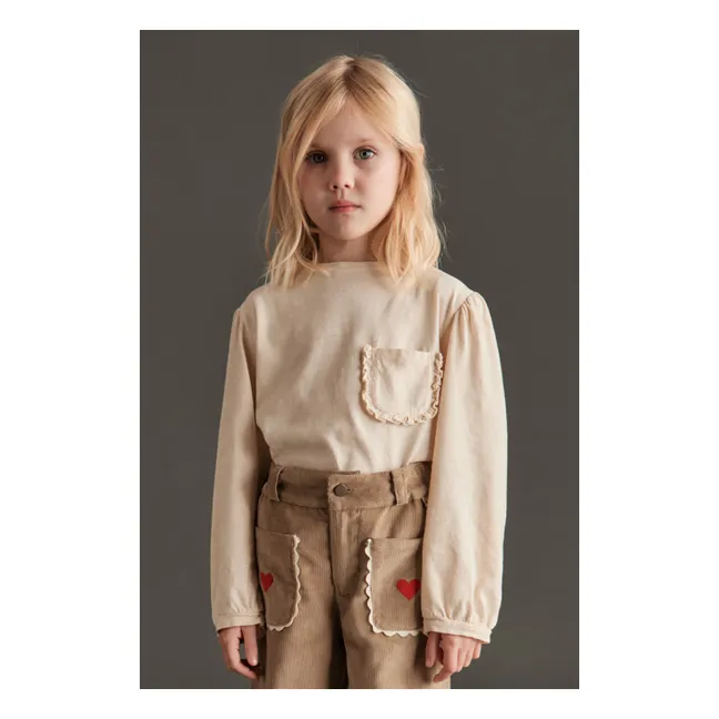 T-shirt Poche Lucia Coton Bio | Ecru