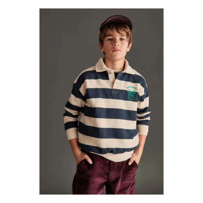 Piero Organic Cotton Polo Neck Sweater | Blue