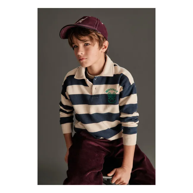 Piero Organic Cotton Polo Neck Sweater | Blue