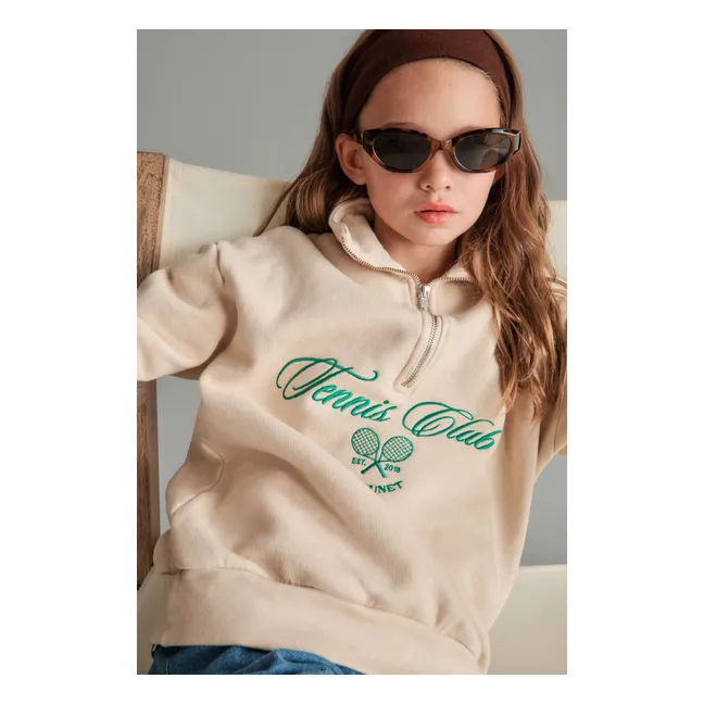 Juliette Organic Cotton Zip-Up Sweatshirt | Ecru